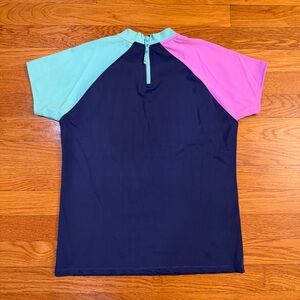 Athleta Girl Colorblock Short-Sleeve Rashguard Swim Top - Size XXL/16 - NWOT